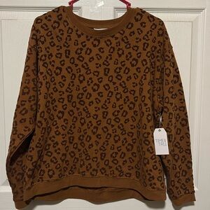 True and Time Brown Leopard print sweater